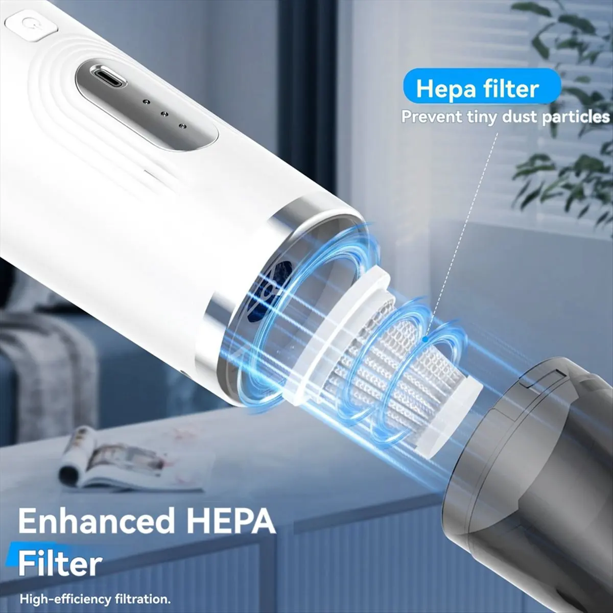 【Like】  Car Vacuum Cleaner, Large Suction Household Wireless Handheld High-Power Blowing and Suction Desktop Dust Collector