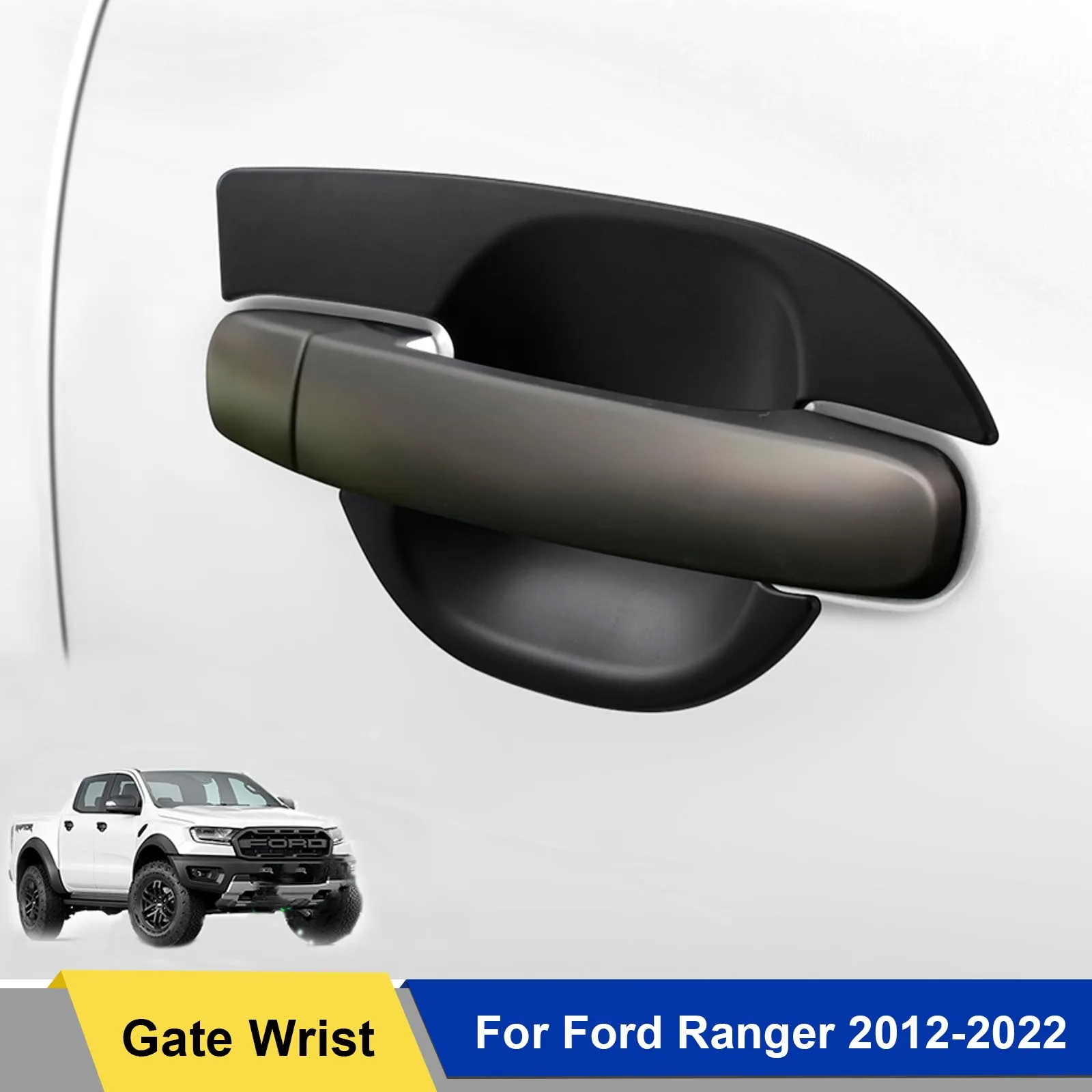 

ABS Matte Black Door Insert Handle Bowl Cover Door Handle Cover for Ford Ranger Raptor 2015-2022 Door Handle Bowl Insert Scratch