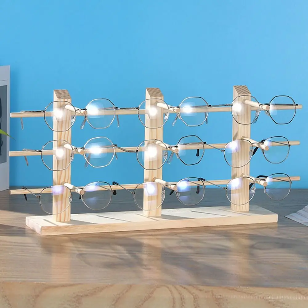 

Durable Showcase Holder Eyeglasses Organizer Shelf Sunglass Display Rack Solid Wood Stand Glasses Frame Tray