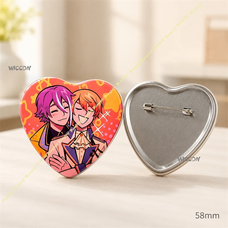 Anime Project SEKAI Rui Kamishiro&Tsukasa Tenma Heart Shaped Pinback Button PJSK Anime Character Badge Brooch Halloween FanMerch