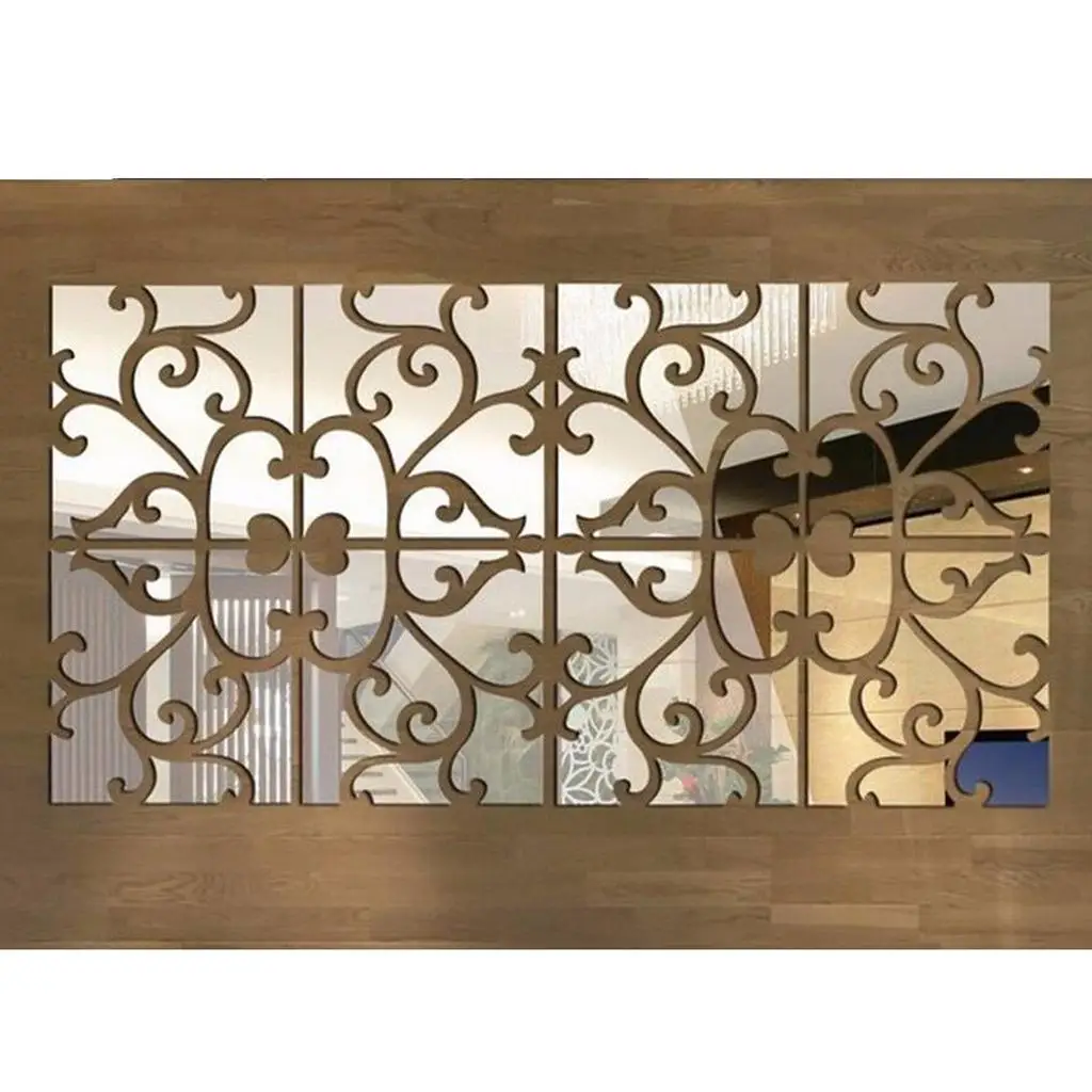 Acrylic Wall Sticker Modern DIY Tile Decal Removable Mirror Wall Art for Kitchen Bathroom Home