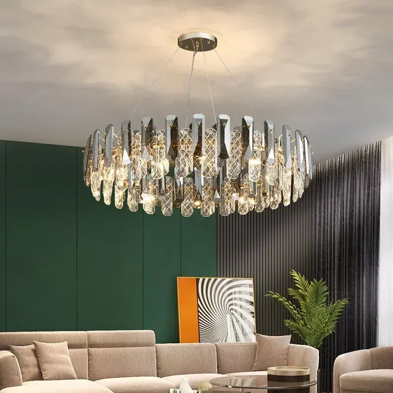 Modern Luxury Crystal Chandelier Glass LED Pendant Light Home Decor Living Dining Room Hanging Lamps