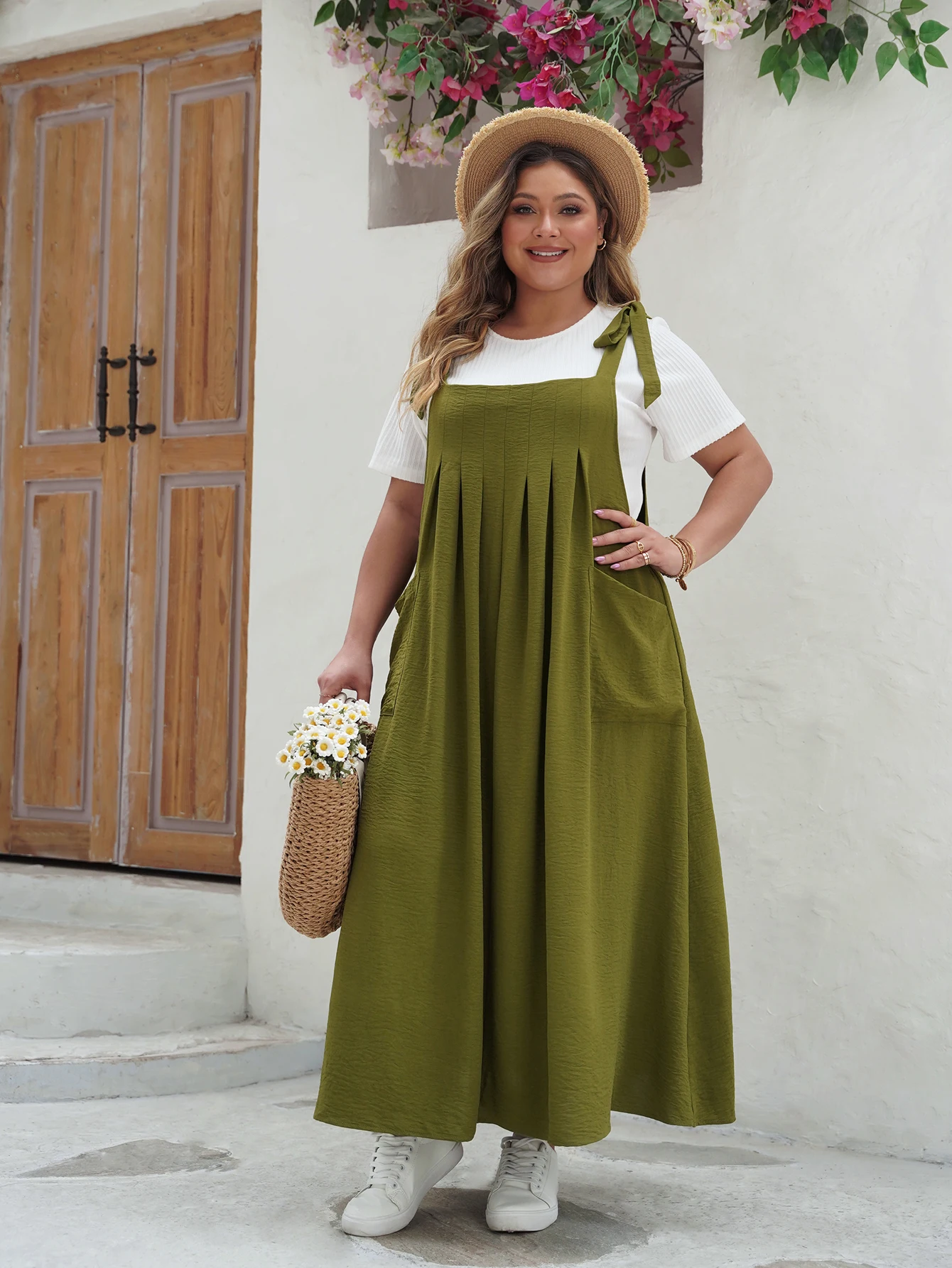 Trendy Sleeveless Halter Female Dress Loose Pleated Plus Size Women Clothing Elegant Vacation Casual Party Long Dresses