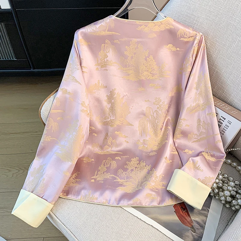 New Chinese Style Autumnal Heavy Embroidery Satin Long Sleeve Women's Top Coat Ethnic Fashion Stage Costume Traditional Design