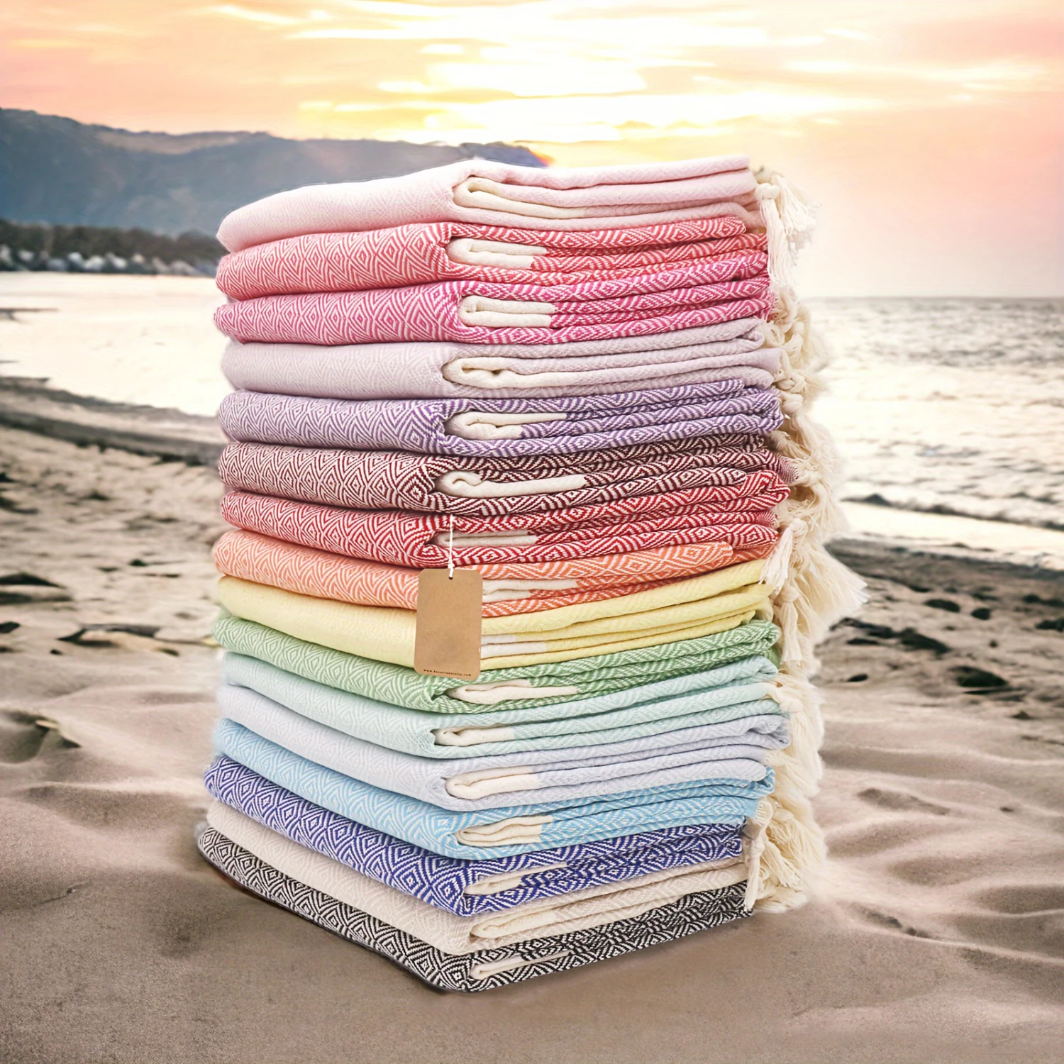 1pcs 100% Cotton Turkish Cotton Beach Towel, Spa Towel Bath Towel Fringed Towel  Towel Tropical  Patterned Towel, Beach