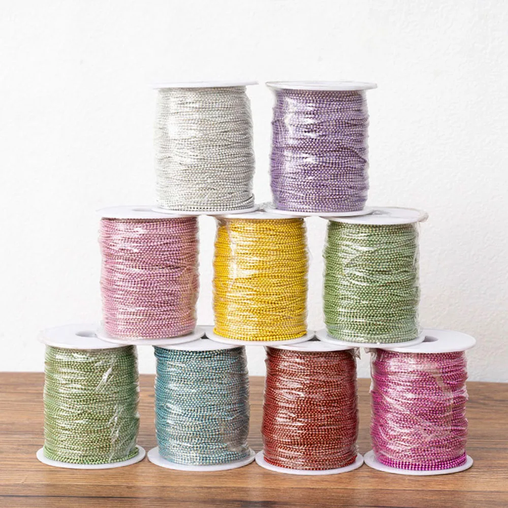 

Цепочка из латуни с бусинами 1,5 мм, 10 ярдов, разноцветная, круглая, на катушке, для изготовления ювелирных изделий, ожерелий, аксессуаров и принадлежностей