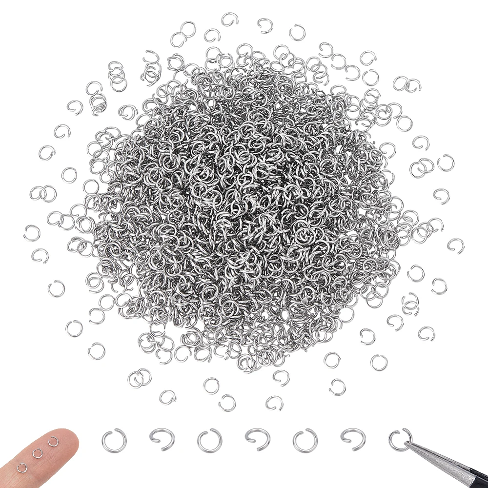 2000Pcs 304 Stainless Steel Open Jump Rings Metal Connectors for DIY Jewelry Crafting and Keychain Accessories