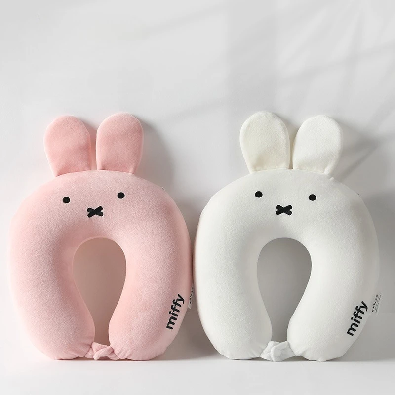 Cute Hot Anime Miffy Rabbit Ears Cartoon Memory Cotton Neck Pillow Four Hump Neck Pillow Comfort U-pillow Travel Car Plane Miffy