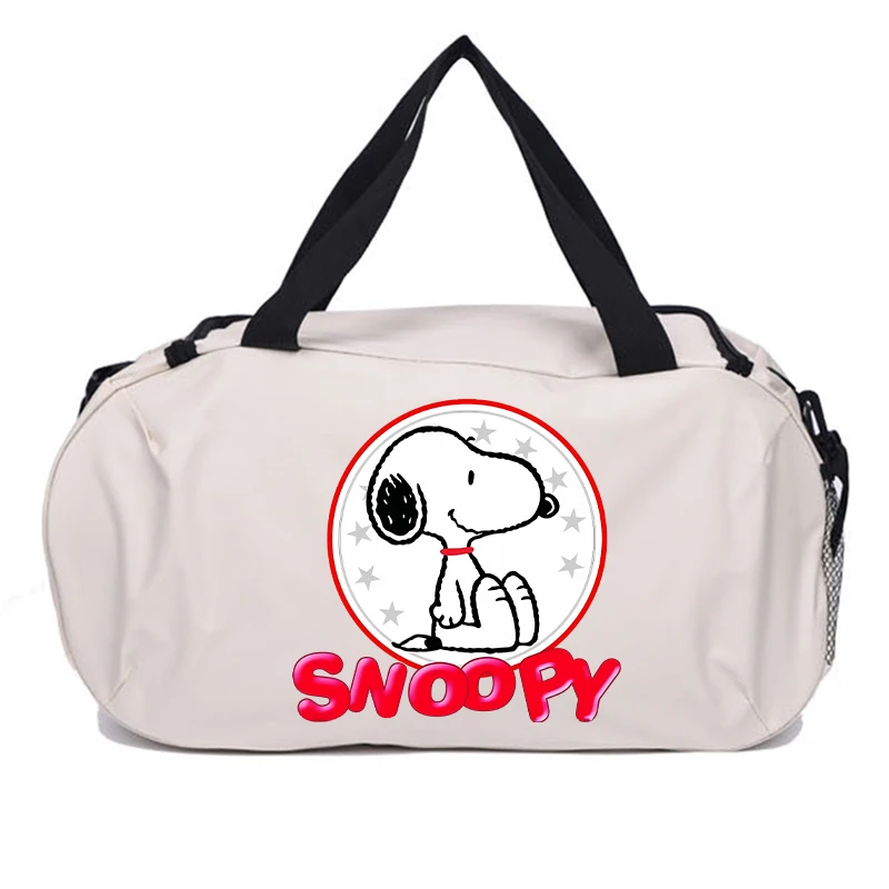 New Snoopy Travel Bag Kawaii Cartoon Figure Printed Luggage Bags Outdoor Camping High Capacity Backpack Oxford Cloth Gym Bag