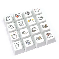 귀여운 라인 강아지 키캡, 열 승화 PBT 키캡, 크로스 축 기계식 키보드용, OEM R4 화이트 오리지널 만화 키캡