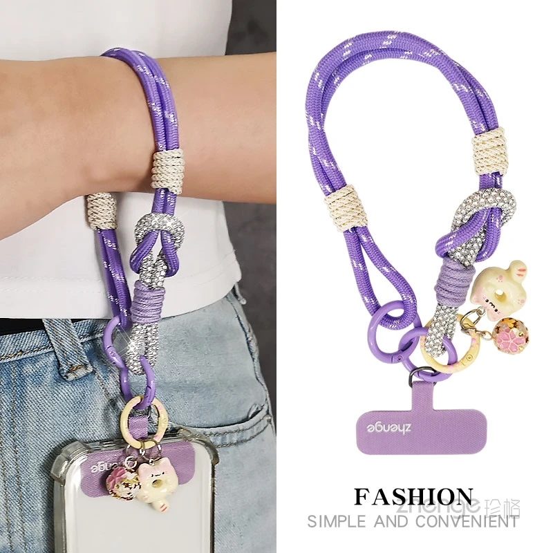 

Полный алмазный тканый подвесной канат для мобильного телефона двойного назначения, небольшой подвесной канат для улицы с защитой от потери