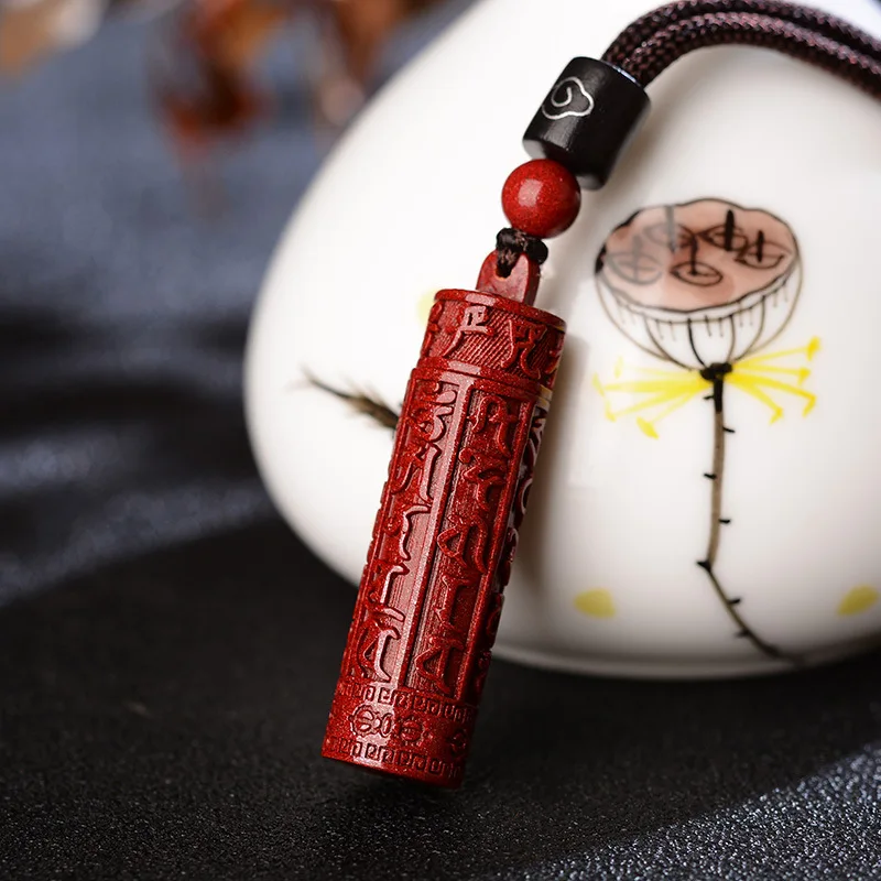 Purple Gold Sand Shurangama Mantra Character Portable Necklace Cinnabar Pendant