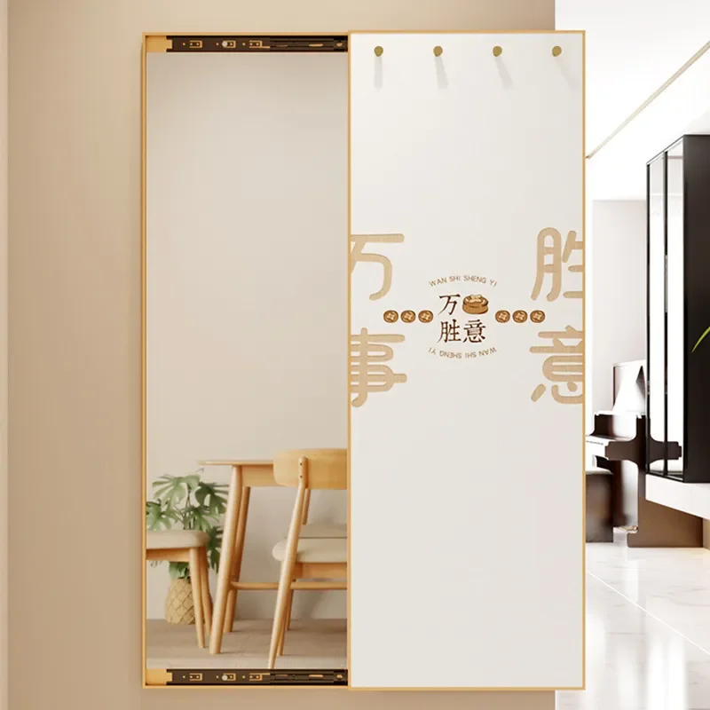 For Hidden Fitting Mirror Push Pull Invisible Full Length Wall Mounted High End Mirror with Coat Rack Household Bedroom