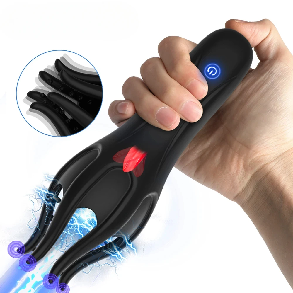 Glans Trainer Men Powerful Vibrating Penis G-spot Soft Fingertip Extended Endurance Massage Vibrator Erotic Toy Masturbator SM