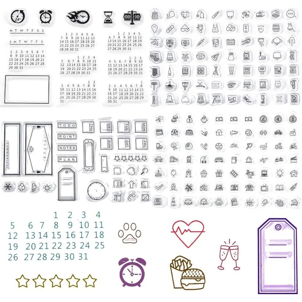 4 Stück, 4 Stile, transparente Stempel für DIY-Scrapbooking, Fotoalbum, dekorative Kartenherstellung, gemischte Formen, 110~160x110~160x2,5 mm
