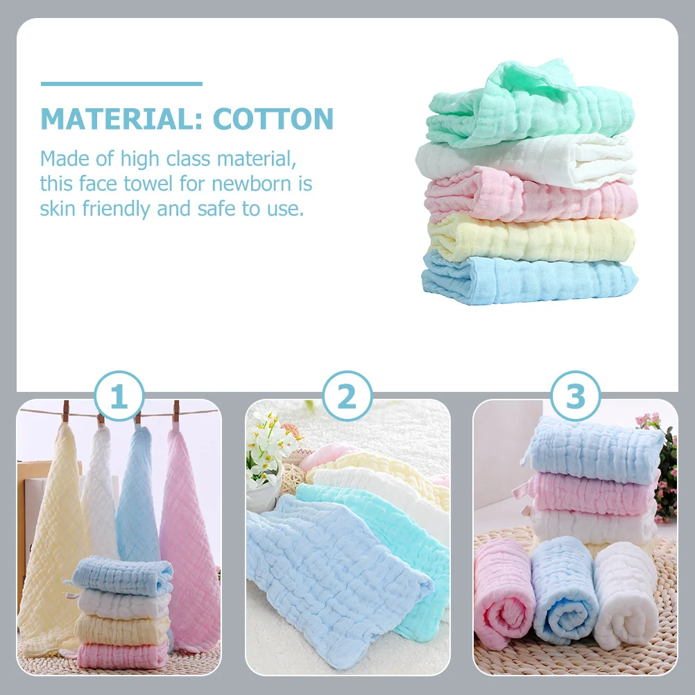 

5 шт. многоразовые детские полотенца для лица, хлопковые полотенца для лица для новорожденных, мягкие, удобные, впитывающие, практичный дизайн