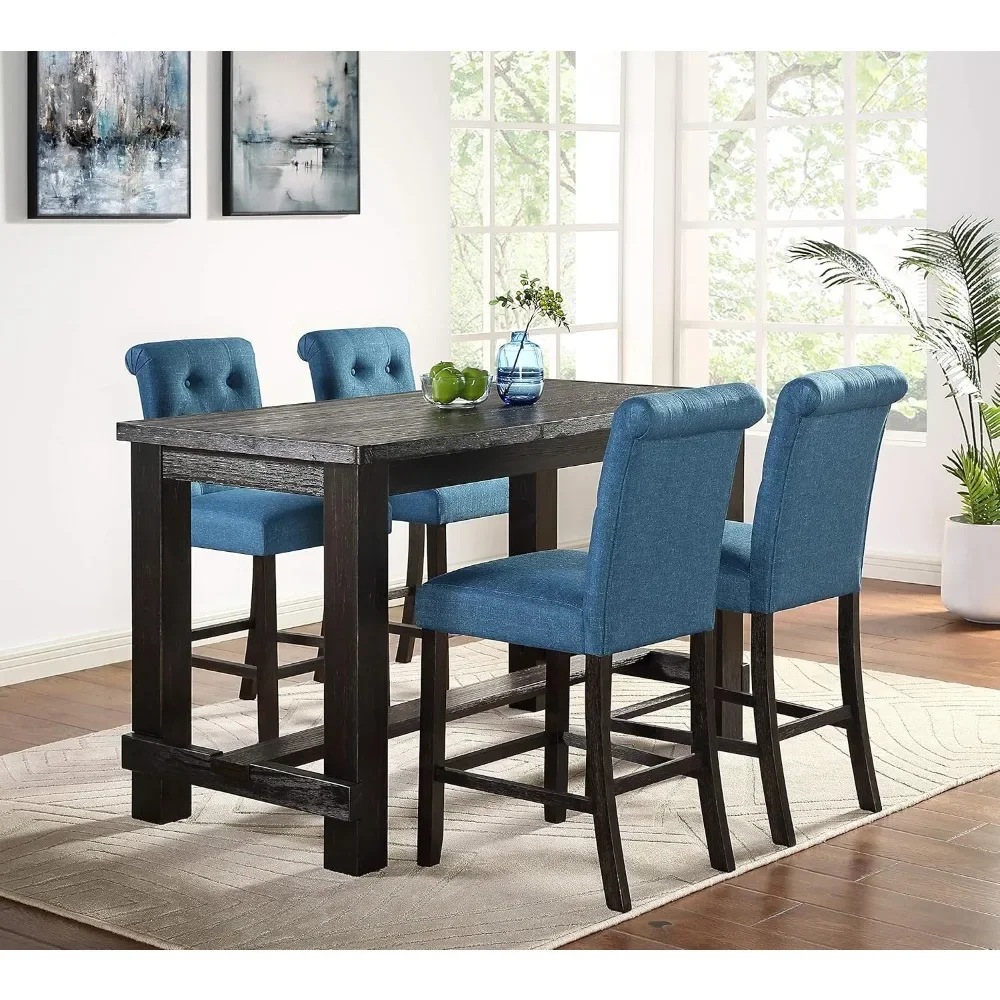 

Antique Black Finished Wood 5-Piece Counter Height Dining Set - Stylish & Functional Furniture for Your Home