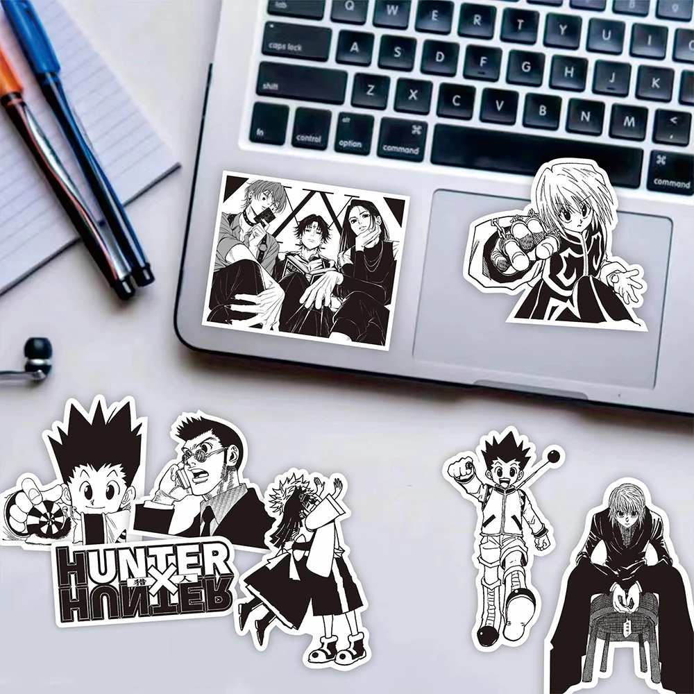 10/30/70 sztuk Anime HUNTER×HUNTER naklejki fajne czarno-białe Manga Graffiti naklejki DIY telefon Laptop deskorolka naklejka kreskówkowa