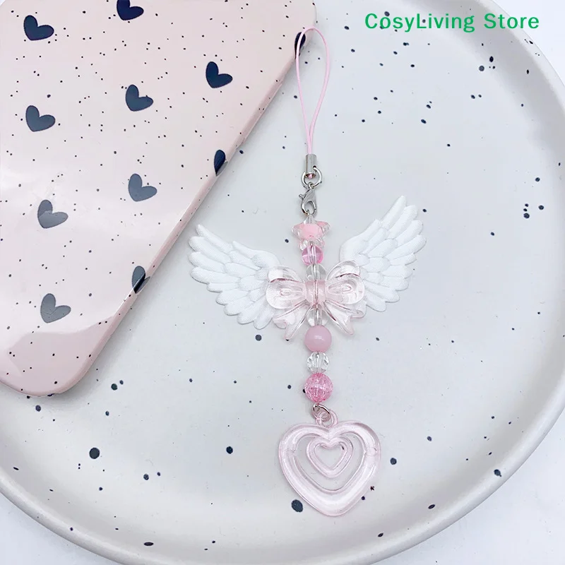 Lovely Wings Bow Heart Mobile Strap Phone Pendant Chain Party Gift Sets Fashion Sweet Keychain Bags Decorative Accessories Gifts image 5