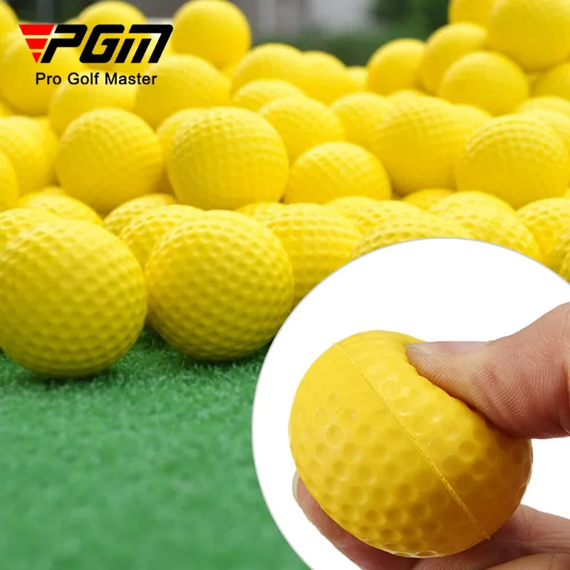 10pcs PGM Yellow Golf Balls Light Indoor Or Outdoor Training Practice Golf Sports Sponge Elastic PU Foam Soft Balls Q008