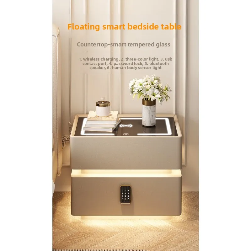 Picture 6: Half-step suspended smart bedside table, simple modern light luxury high-end bedroom with lock, free installation bedside table