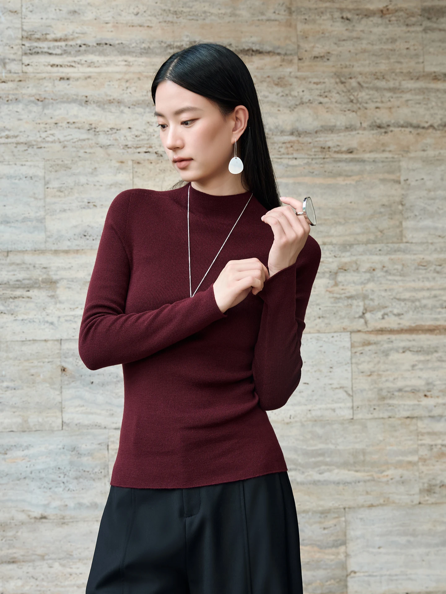 

Женский облегающий вязаный шерстяной свитер Jaimin Slim Fit из 100% шерсти, 62 штуки, с длинным рукавом, базовый слой