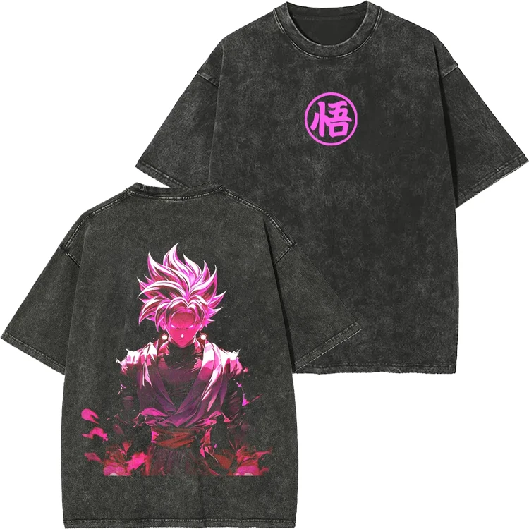 

Dragon Ball Retro Washed T-shirt Wukong Demon Man Buou Pure Cotton Cartoon Men's and Women's Animation Short-sleeved Clothing