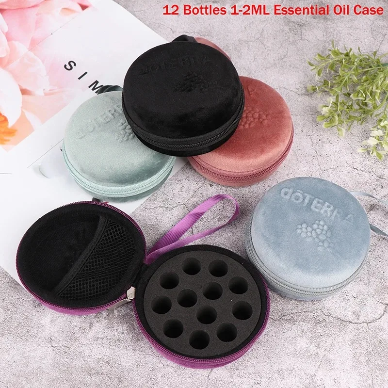 12 Bottles 1-2ML Essential Oil Separate Storage Box for Sample Essential Oil Portable Perfume Hanging Organizer Velvet Box