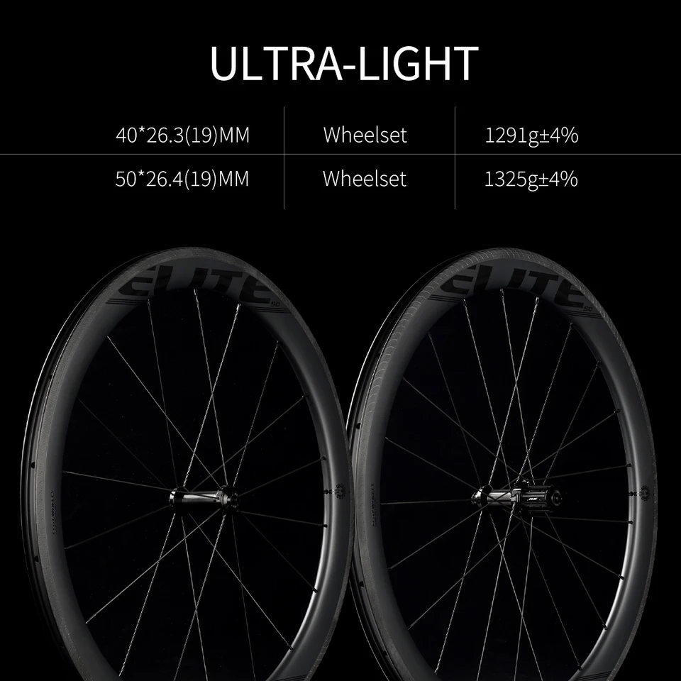 ELITEWHEELS エッジ 40mm 50mm カーボンホイール 1291g