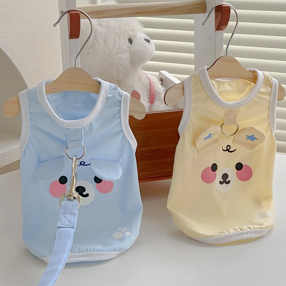 Cute Bear Sausage Dog Clothes Summer Pet Harness Vest Appare