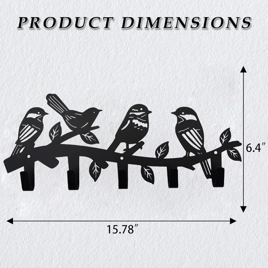 خطافات معطف الطيور المعدنية ديكور فني جداري مع موضوع حيواني لتخزين المنزل في غرفة المعيشة والمكتب وظيفي وأنيق Ke #3