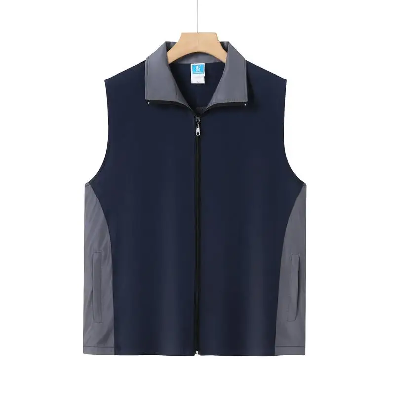

customized LOGO new casual summer Joker young men's solid sleeveless lapel zipper pocket women vest top