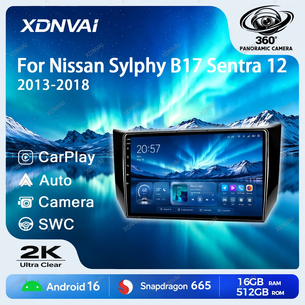 Android 16 Video Player For Nissan Sylphy B17 Sentra 12 2013 2014 2015 2016 2017 2018 Multimedia Car Radio Head Unit GPS Carplay