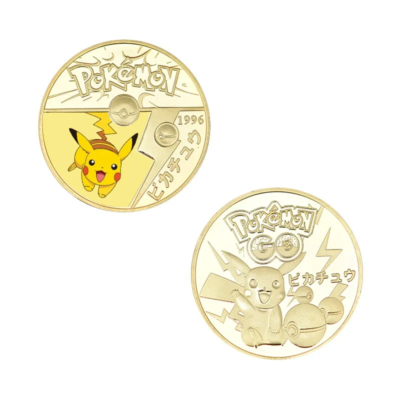 Pokemon Anime Gold Plated Gold Coin Game Commemorative Coin Pikachu Mewtwo Charizard Gold Coin Game Collection Childrens Gift