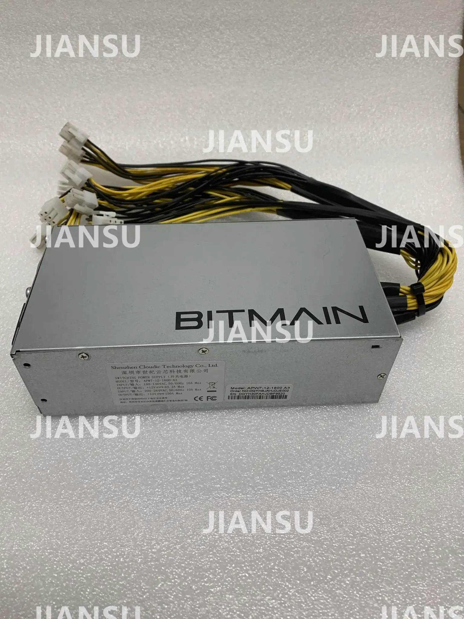 Bitmain-fuente de alimentación para minero, fuente de alimentación PSU de 1800W, APW7, serie PSU, BITMAIN Antminer, alimentación de ordenador de 12V para ASIC