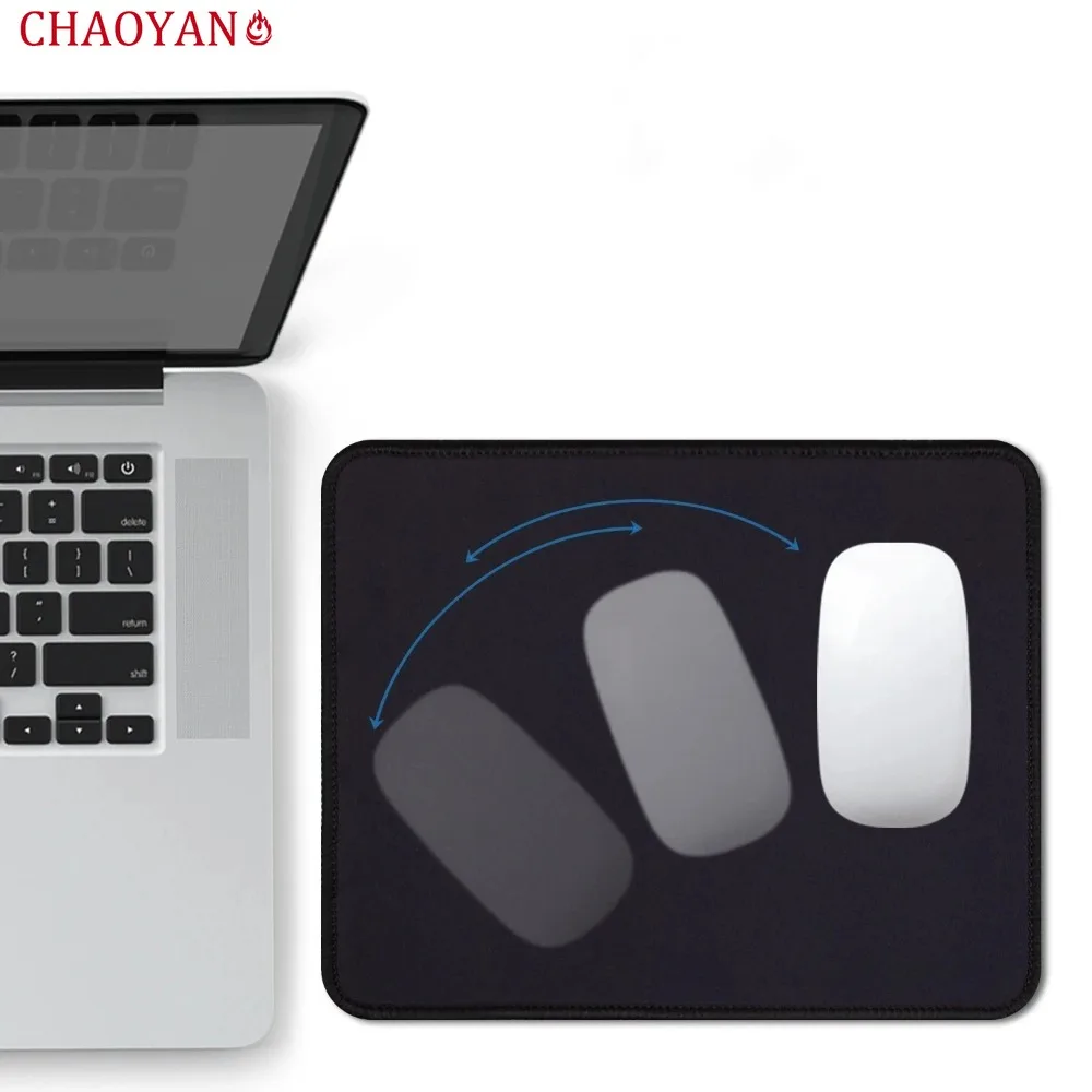 Black Office Mouse Pad Square with Stitched Edge Smooth Cloth Gaming Mousepad Non-Slip Rubber Base for Computer Laptop Desk Mat