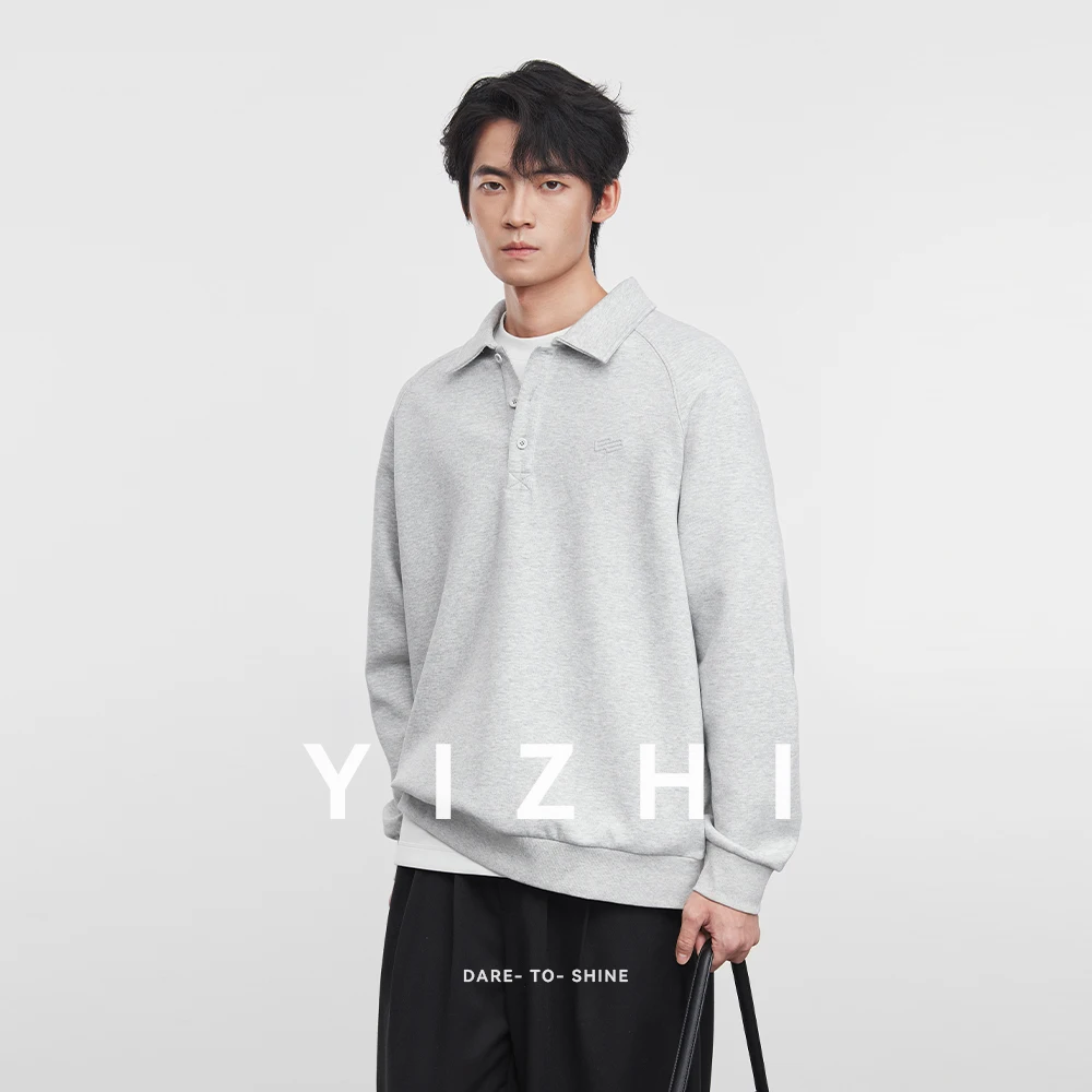 

Men's Fashion POLO Lapel Sweatshirt 2025 Spring and Autumn New Solid Color Pullover Business Casual Long Sleeve Top Men Polo