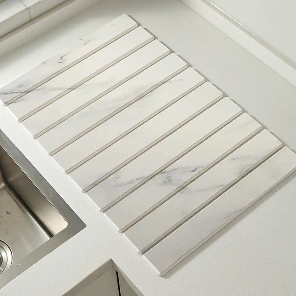 

Moisture Absorbing Countertop Mat Absorbent Stone Drying Mat for Kitchen Counter Bathroom Foldable Diatomaceous Earth Dry Pad