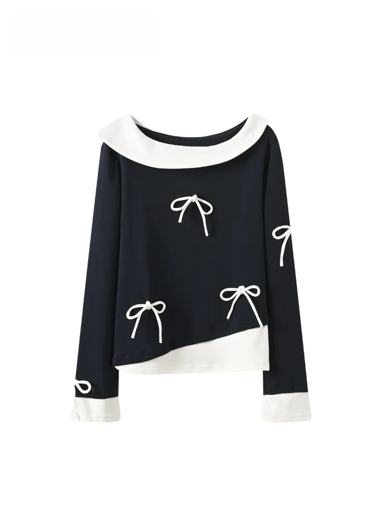 

Модная женская футболка с длинным рукавом больших размеров Club Cara, необычный дизайн, весенняя новинка, топ для похудения с узлом