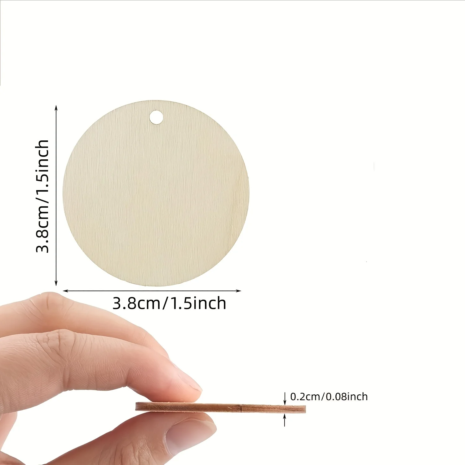 50pcs 38mm Unfinished Wooden Round Cutouts Blank Natural Tags Ornaments Wood Pieces Coin Circle Slices Pendants DIY Crafts Decor