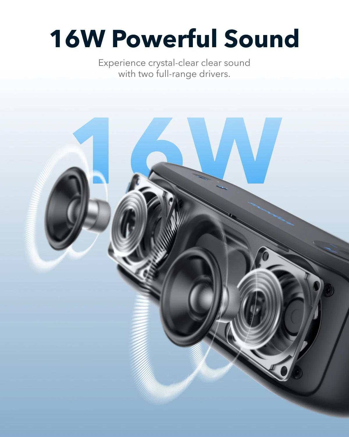 Soundcore Select 3 Outdoor Speaker, 16W, BassUp Technology, 20H Playtime, IPX7 Waterproof