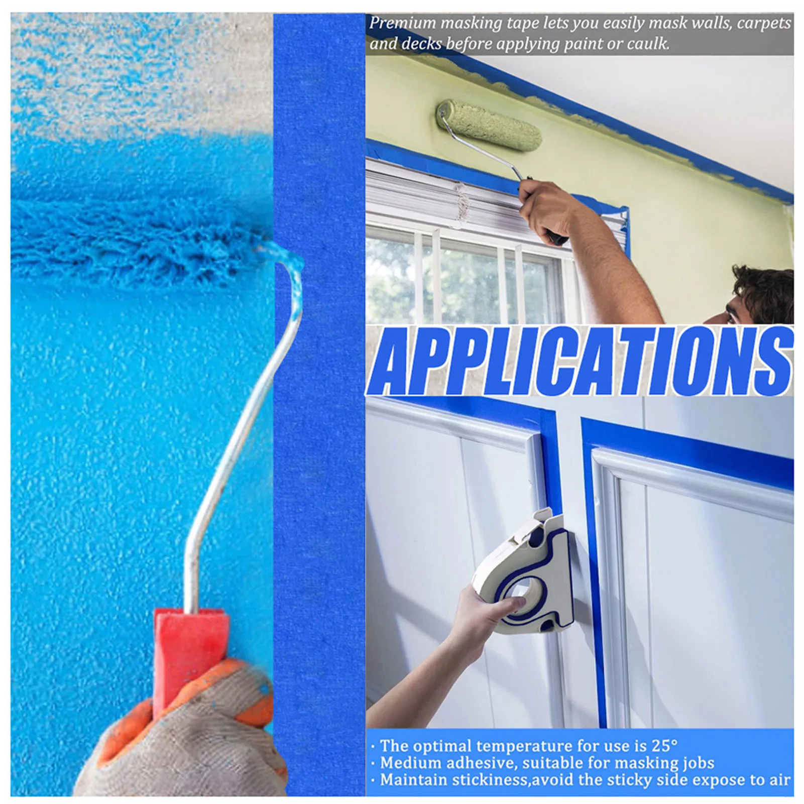 Applicatore di nastro adesivo per decorazione di vernice Cornice per porta finestra Dispenser di nastro adesivo sicuro portatile Applicatore di nastro per pittore