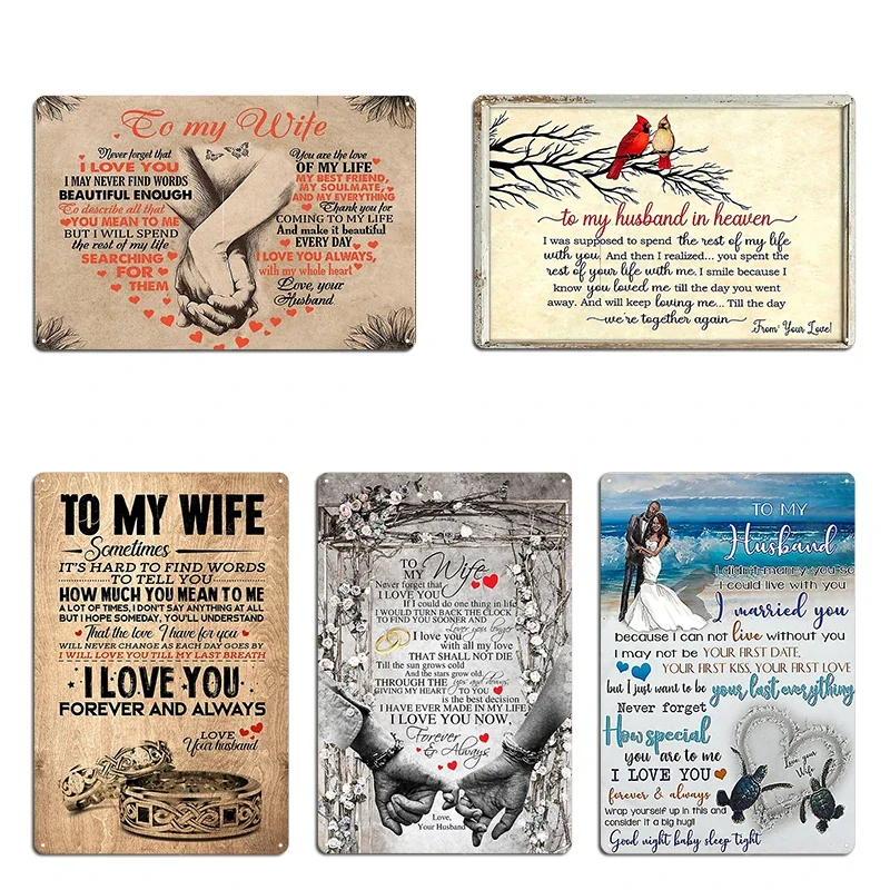 To My Wife Love Husband To My Husband In Heaven I Was Supposed To Spend The Rest Of My Life With You Metal Tin Sign Poster