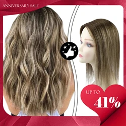 VeSunny Hair Toppers Hair Mono Base Topper 100% Real Human Hair Hand Made Toupee with 4 Clips 13*13 cm 12-18