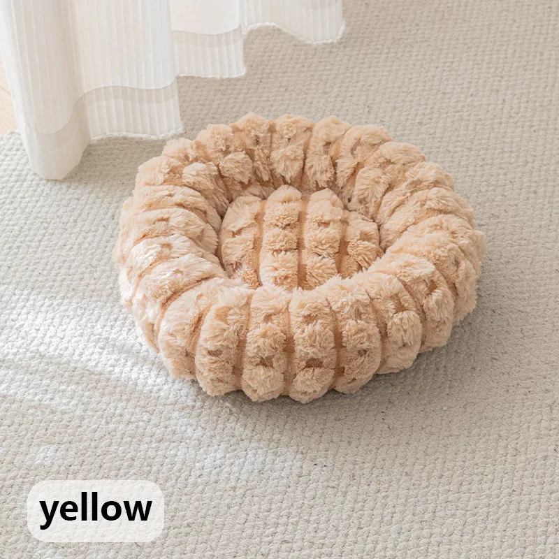 Heart Pattern Plush Pet Bed Plush Round Dog and Cat Beds Winter Pet Nests Breathable Waterproof Mats Pet Bed