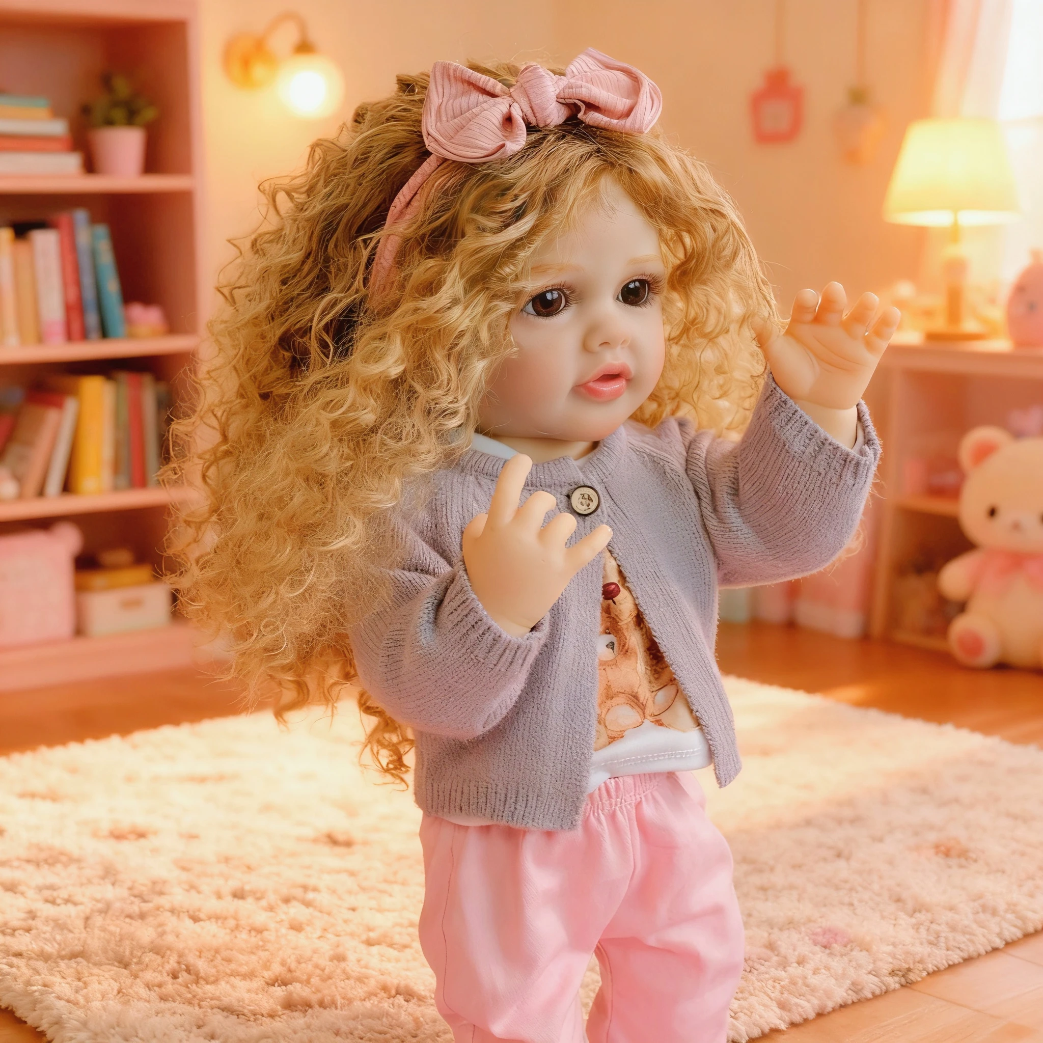 22 pollici/55 cm intero corpo in vinile rinato bambina principessa Betty pittura dettagliata a mano parrucca capelli giocattolo impermeabile per ragazze