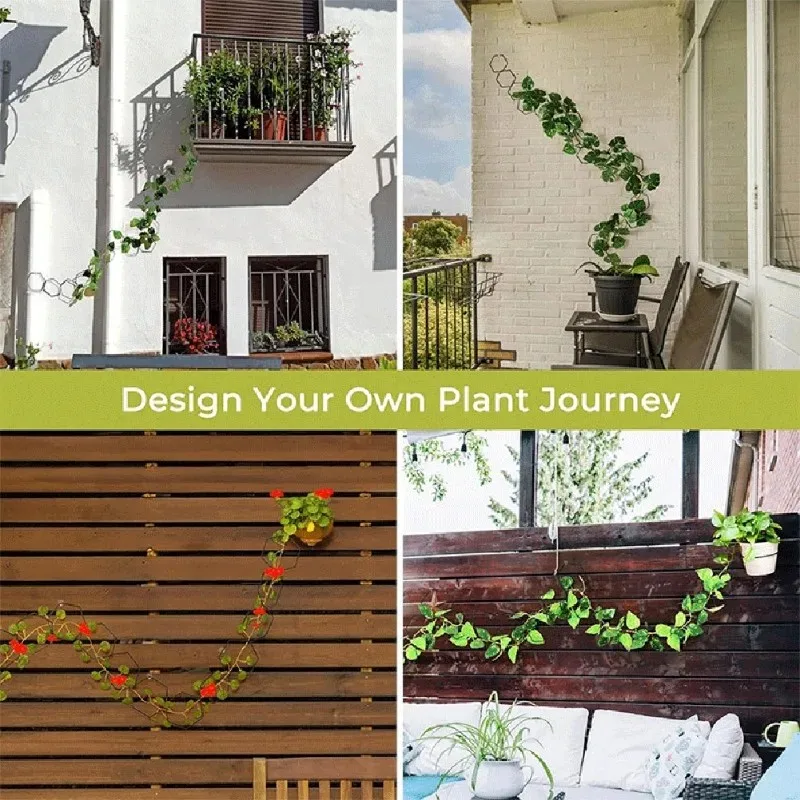 new design 18pcs hexagonal plant trellis with 6 hooks sturdy iron chain support for indoor potted climbing plants