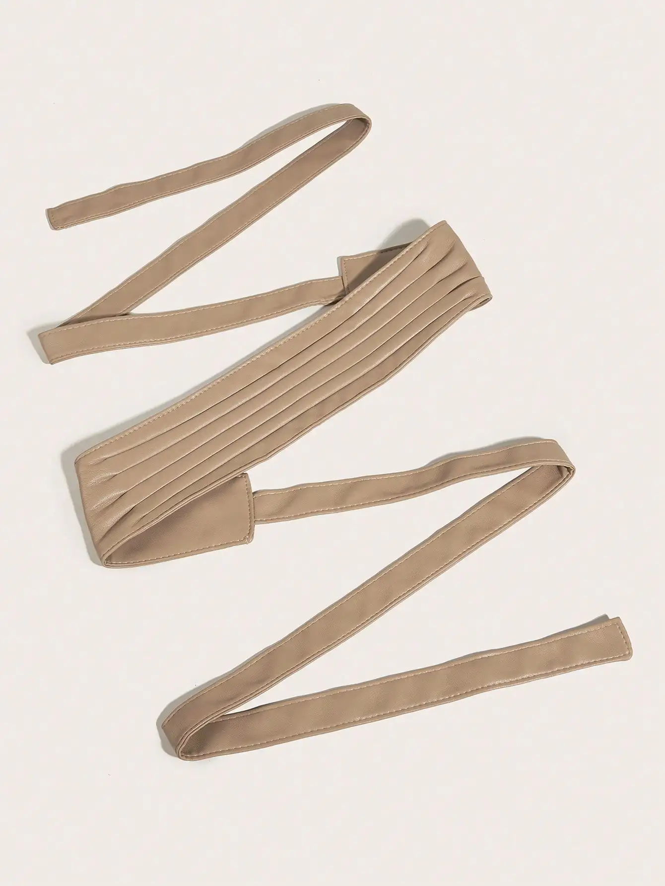 قطعة واحدة من حزام معقود من البولي يوريثان بلون سادة كاجوال للسيدات، حزام عريض أنيق على الطراز البوهيمي، حزام ربط بيج على طراز القصر، مناسب للأزواج مع الفساتين، مثالي للحفلات والمهرجانات الموسيقية