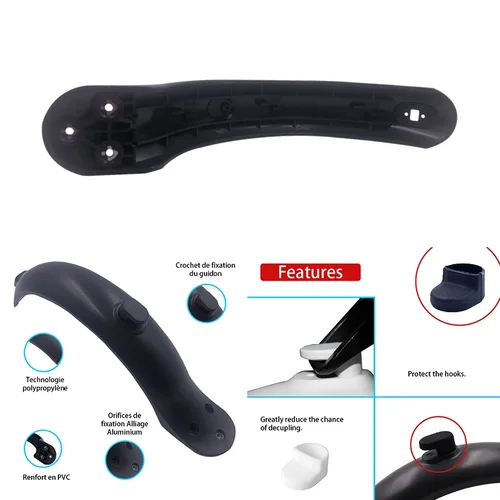 Imagen 2 del producto Guardabarros para patinete eléctrico Xiaomi Mijia M365/Pro, con luz trasera, soporte de ala y piezas de Cable