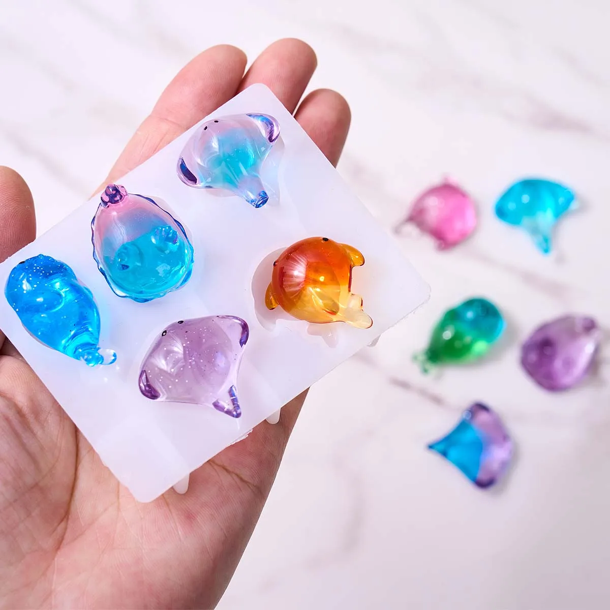 3D Healing Kawaii Manta Ray Whale Silicone Mold DIY Keychain Bag Charm Soap Candle Molds Epoxy Resin Summer Art Gifts Making view 5